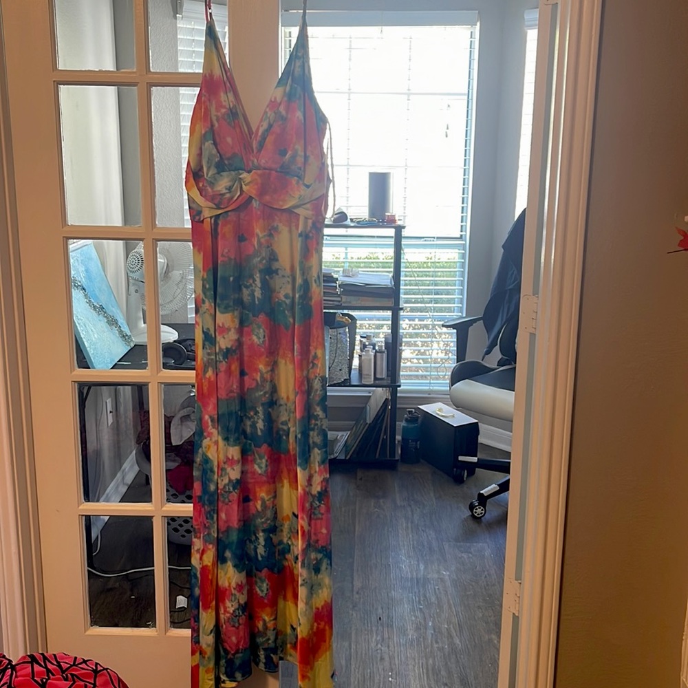 Tye Dye Maxi High Slit Dress